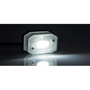 Lampa obrysowa biała LED z odblaskiem i przewodem 2x0,75 mm²